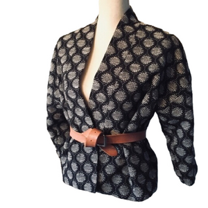 H&M cropped kimono-style blazer with abstract circle print (size 8 women)